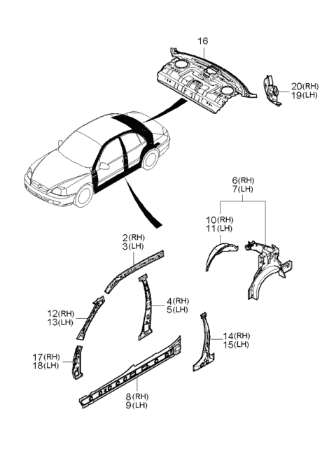 2003 Kia Rio Side Panels Diagram 2