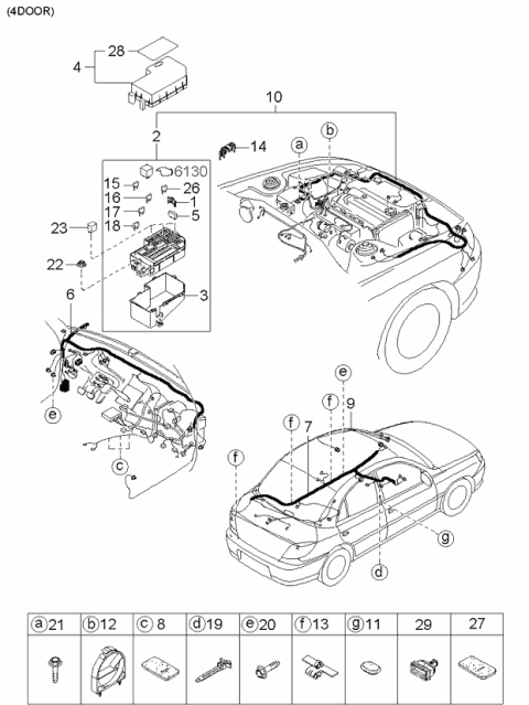 Wiring Harness-Front & Rear - 2005 Kia Rio Old Body Style