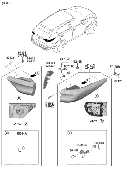 92402D9510 Genuine Kia Lamp Assembly-Rear COMBI