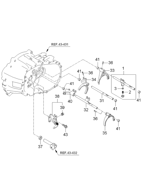 2006 Kia Rio Rail-Shift 3RD & 4TH Diagram for 4382123002