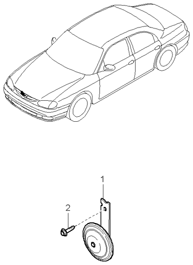 2001 Kia Sephia Horn-Electric,LTONE Diagram for 0K08A66780