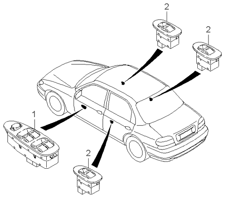Power Window Switches - 2000 Kia Sephia
