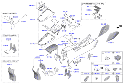 Genuine Hyundai 84660-2E000-3F Console Armrest Assembly 