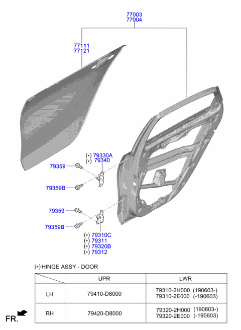 2019 Kia Forte Hinge Assembly-Rear Door Diagram for 79420D8000