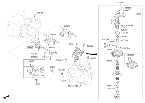 2016 Kia Forte Gear Shift Control-Manual Diagram