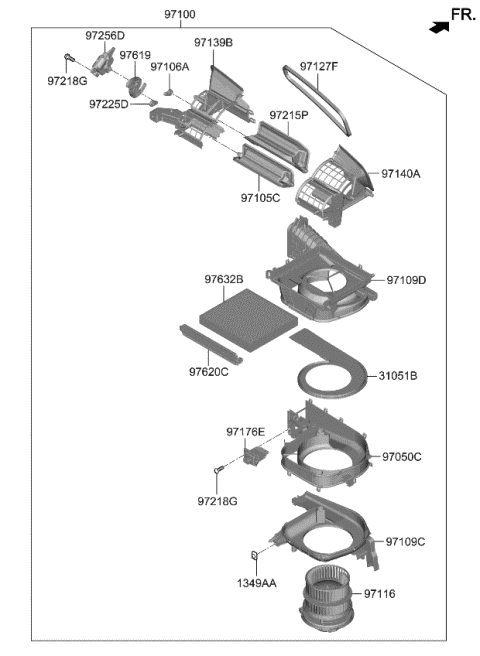 2021 Kia K5 Air Filter Assembly Diagram for 97133L1000