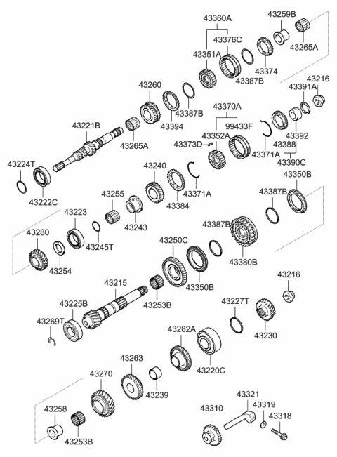 2008 Kia Spectra Bearing Diagram for 4322328530