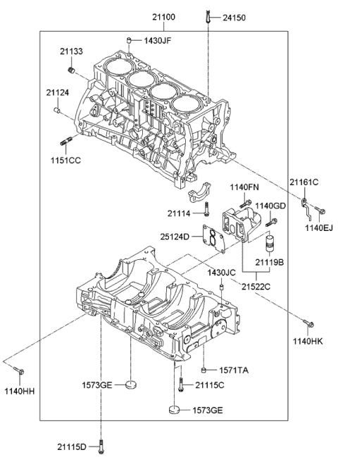 Cylinder Block - 2006 Kia Optima Produced After SEP.2006