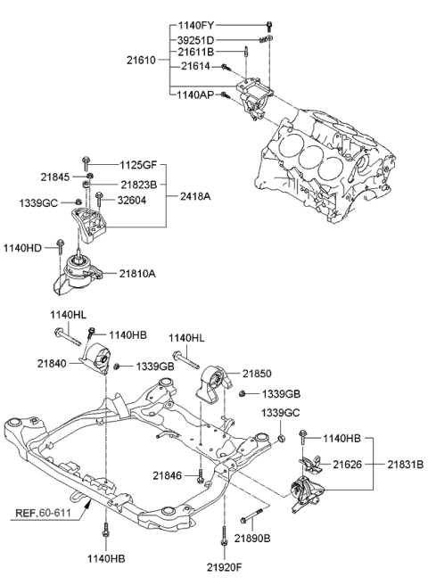 2007 Kia Optima Engine & Transaxle Mounting Diagram 2