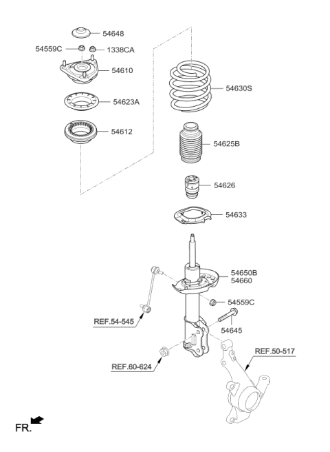 54650B2030 Genuine Kia Front Strut Assembly Kit, Left