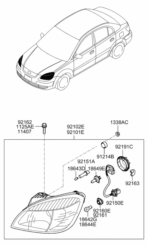 921501G000 Genuine Kia Head Lamp Holder & Wiring 2007 Kia Rio Engine Diagram Kia Parts Now
