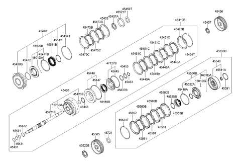 2007 Kia Rio Bearing-Rear Clutch Diagram for 4545822720