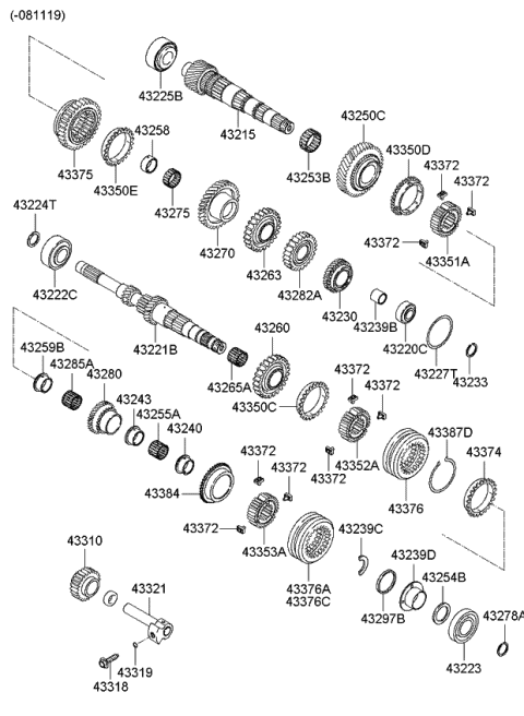 2011 Kia Rio Bearing Diagram for 4326522640