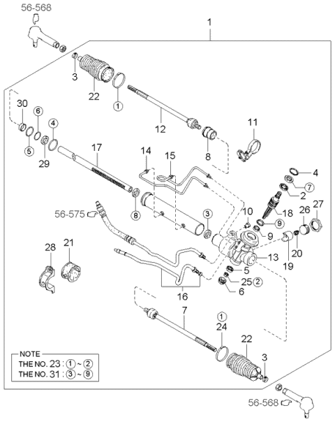2001 Kia Spectra Power Steering Gear Box Diagram