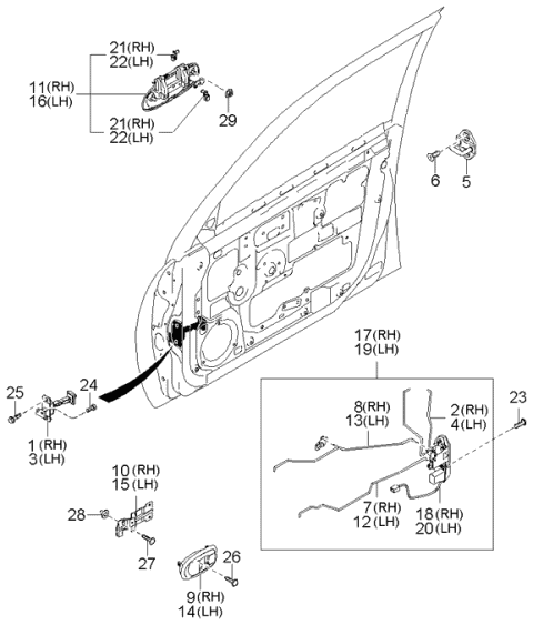 Locking-Front Door - 2003 Kia Spectra Sedan (Old Body Style)