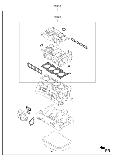 2018 Kia Stinger Engine Gasket Kit Diagram 1
