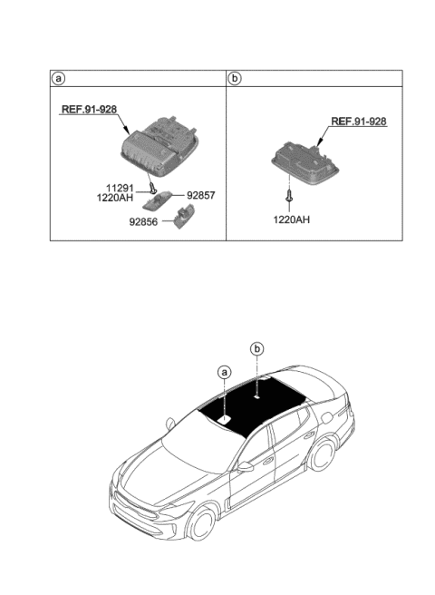2018 Kia Stinger Sunvisor & Head Lining Diagram 2