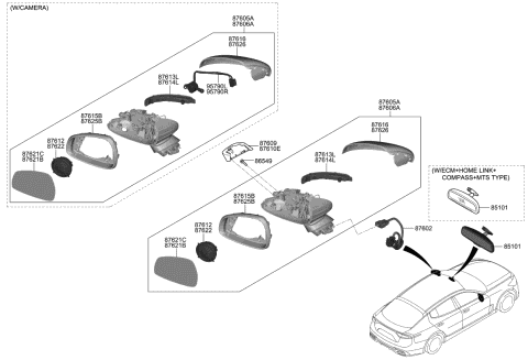 2018 Kia Stinger Mirror-Outside Rear View Diagram