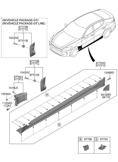 2018 Kia Stinger Body Side Moulding Diagram
