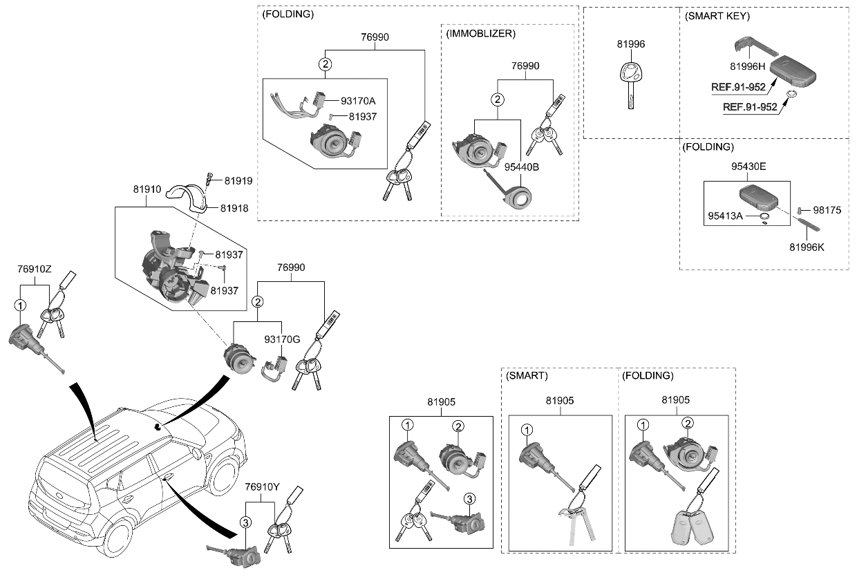 Kia 81900M7L00 KEY SUB SET-STEERING