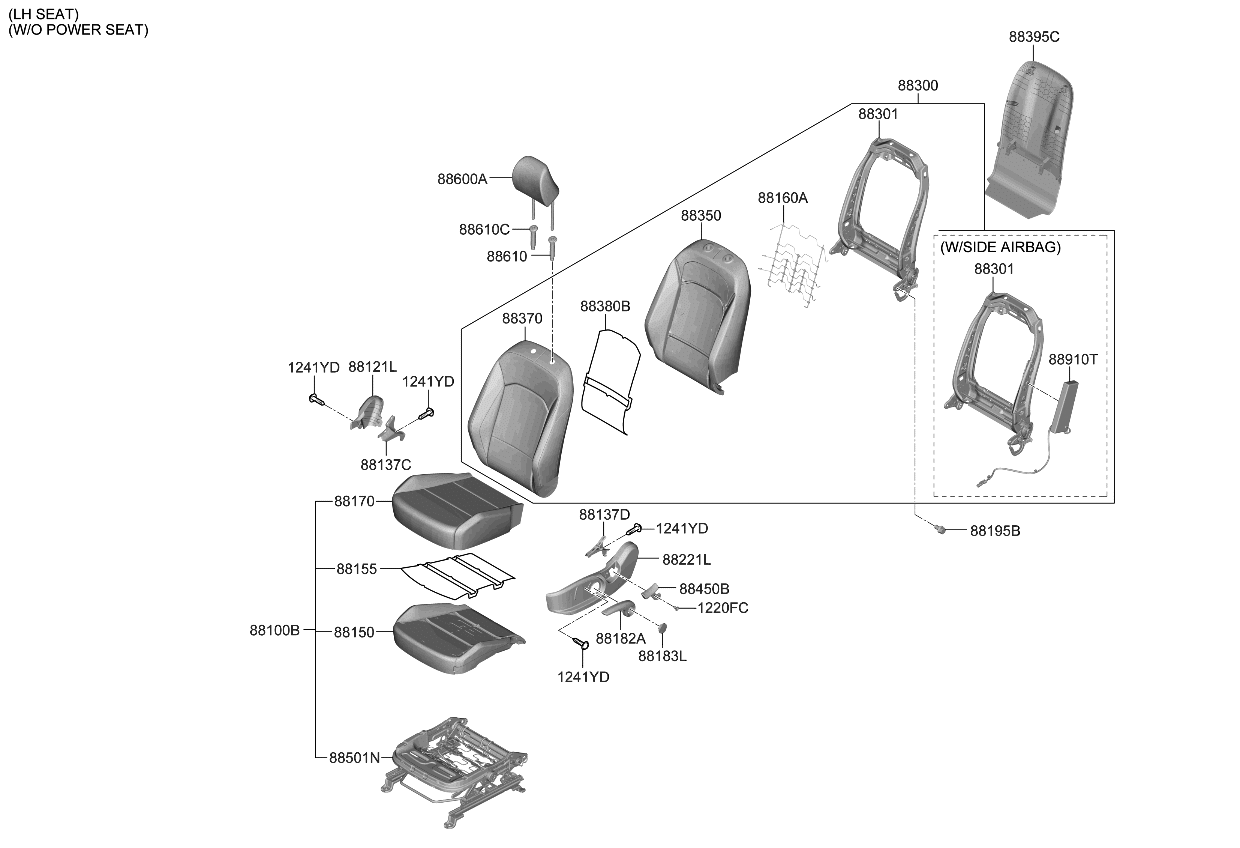 Kia 88017K0000WK Cap-Height Knob,LH