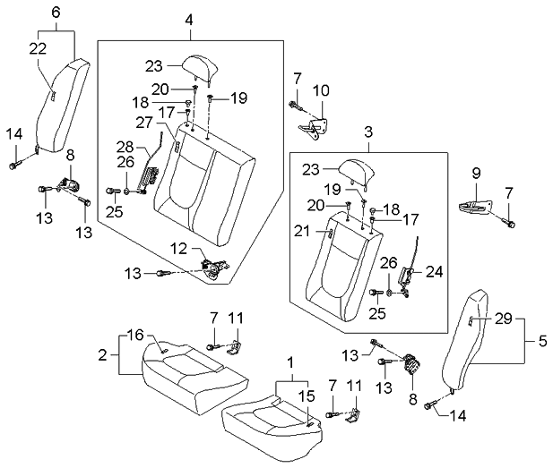 Kia 896022F000472 Back Assembly-Rear Seat Side