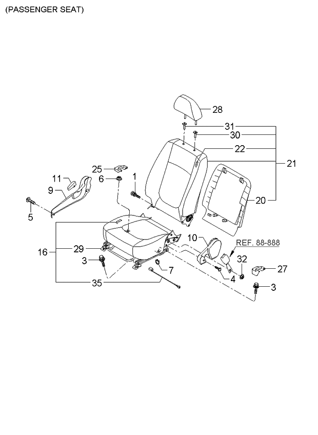 Kia 884062F020472 Back Assembly-Front Seat,RH