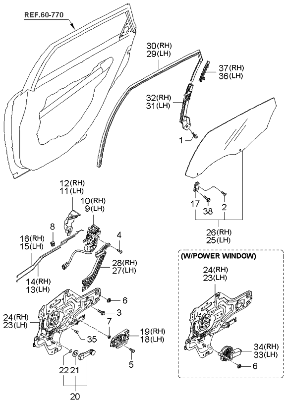 Kia 835202F200 Channel Assembly-Rear Door Door