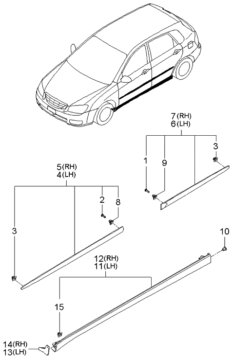Kia 877612F0006C Moulding Assembly-Side Sill