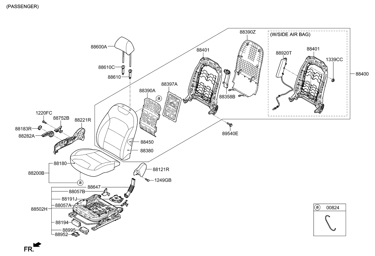 Kia 88400G5500AY3 Back Assembly-Front Seat,RH