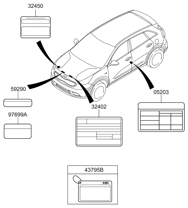 Kia 3245003DF2 Label-Emission