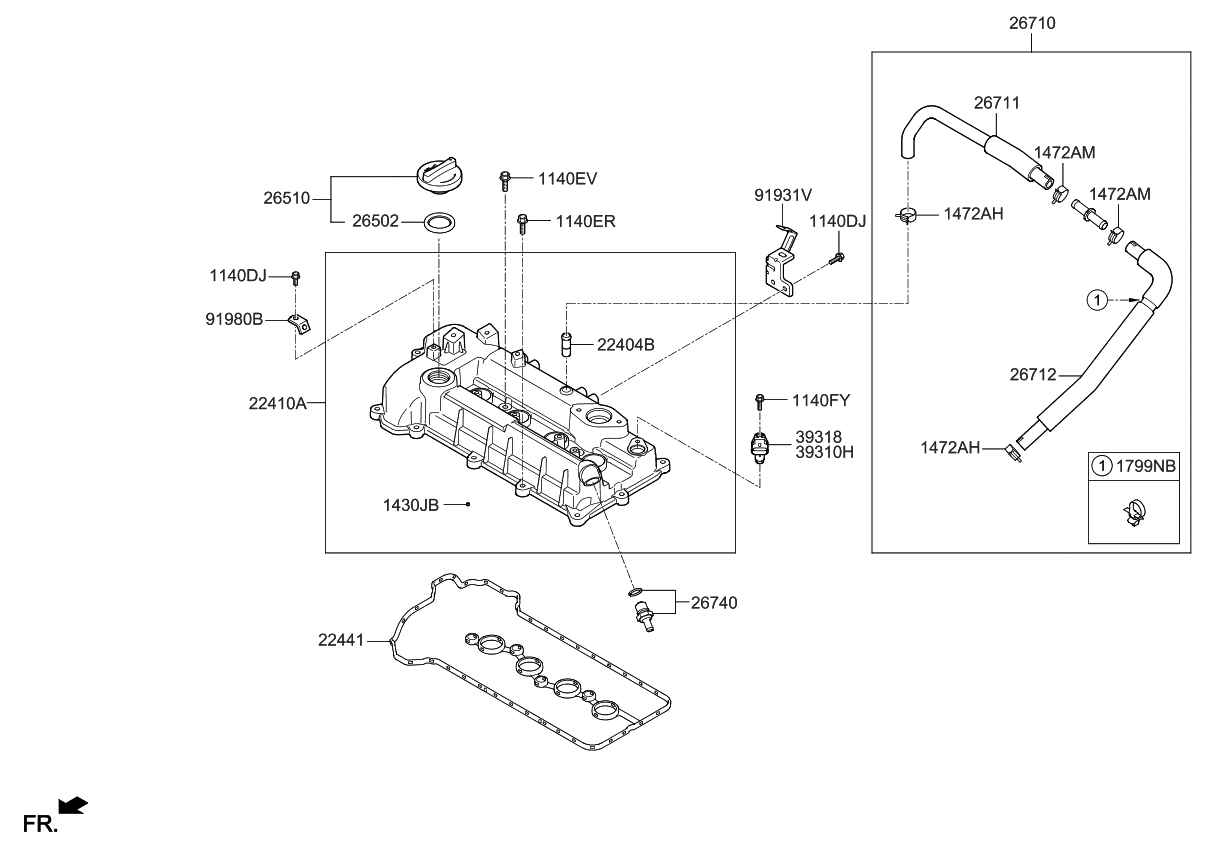 Kia 2240403170 Nipple-Rocker Cover