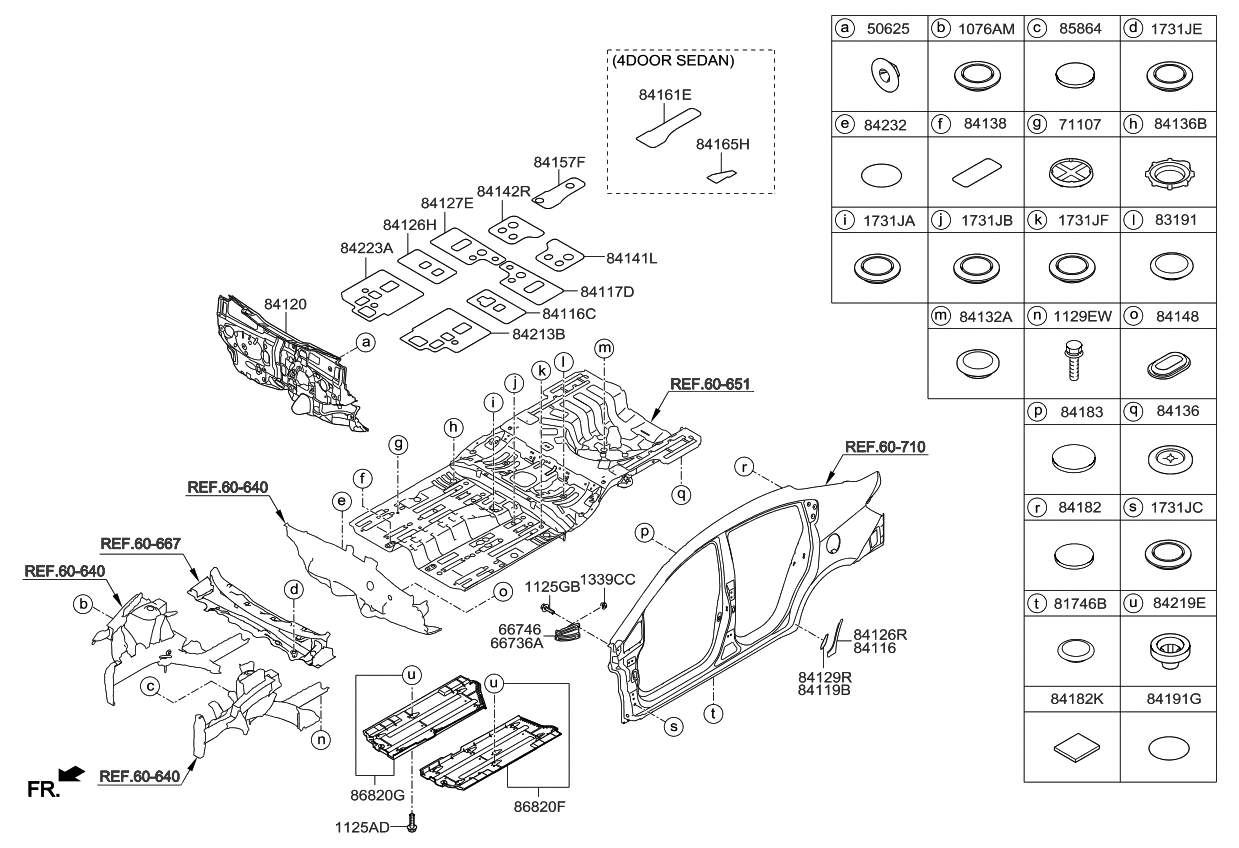 Kia 841471W700 Under Cover-Rear RH