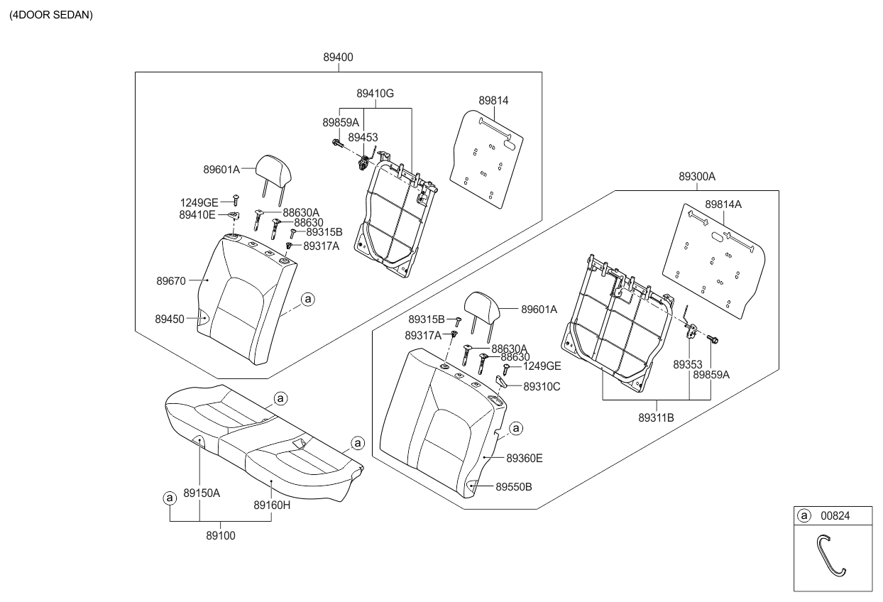 Kia 894001WJC0BHZ Back Assembly-Rear Seat RH