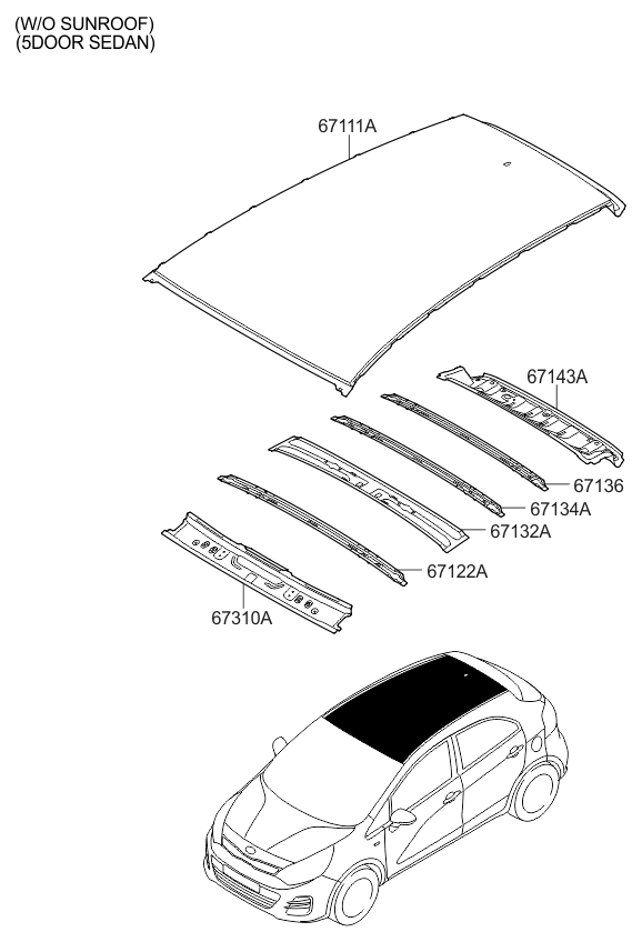 671111W050 Kia Roof Panel