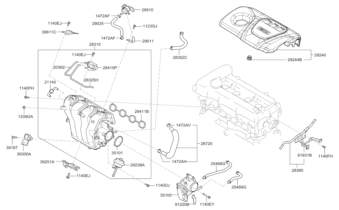 Kia 283282B630 Vacuum Hose 283282B630 Kia Vacuum Hose