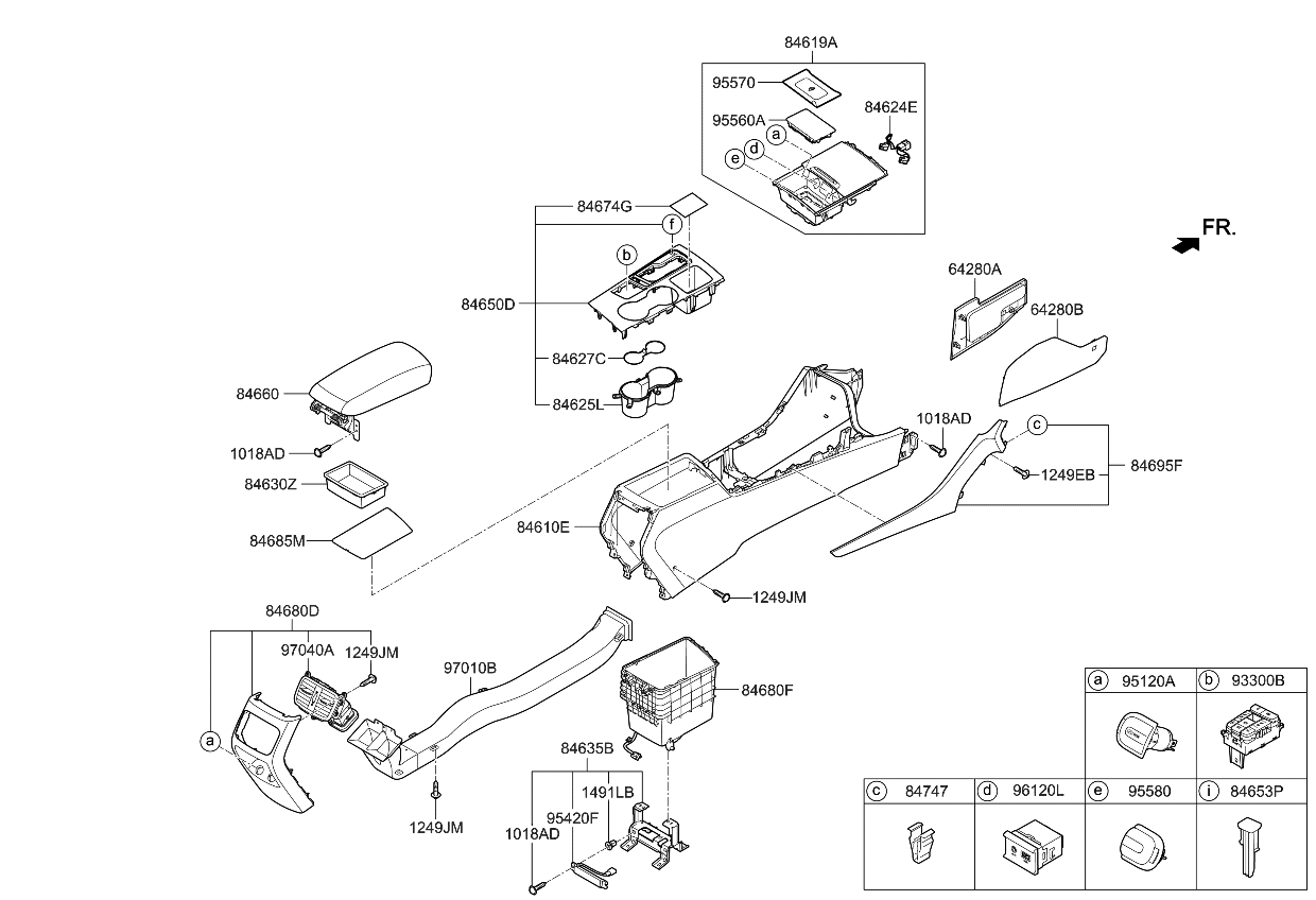 Kia 84690A8CF0FF3 Tray-FRT Console