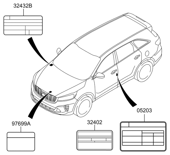 Kia 324212GMA3 Label-Emission