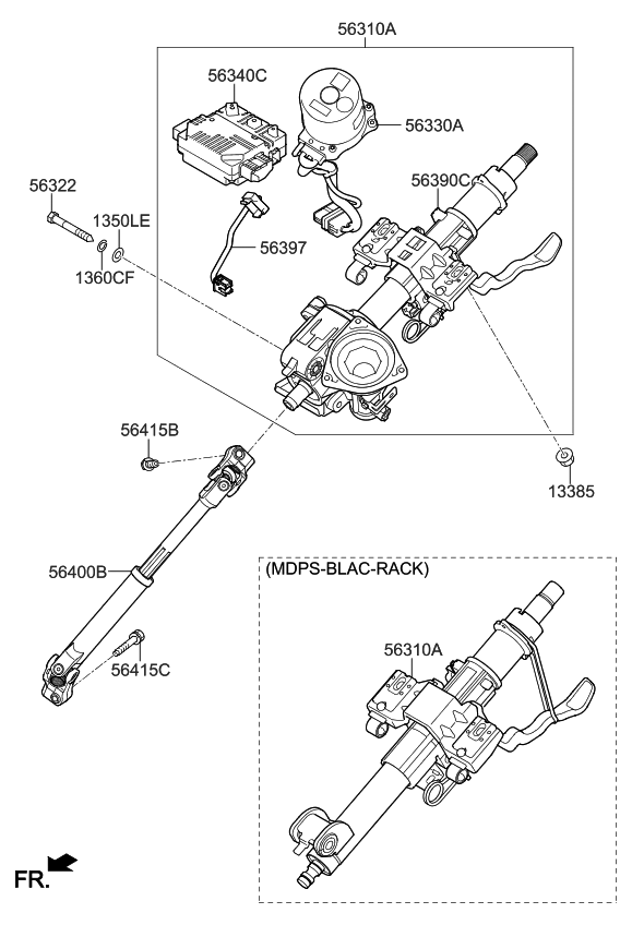 Kia 56390C5050 Column & Housing Ass