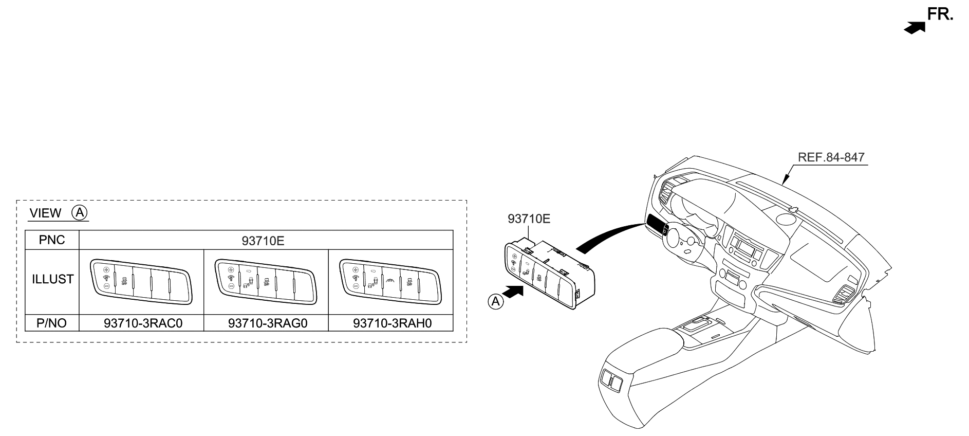 Kia 937103RAG0WK Switch Assembly-Side Crash Pad