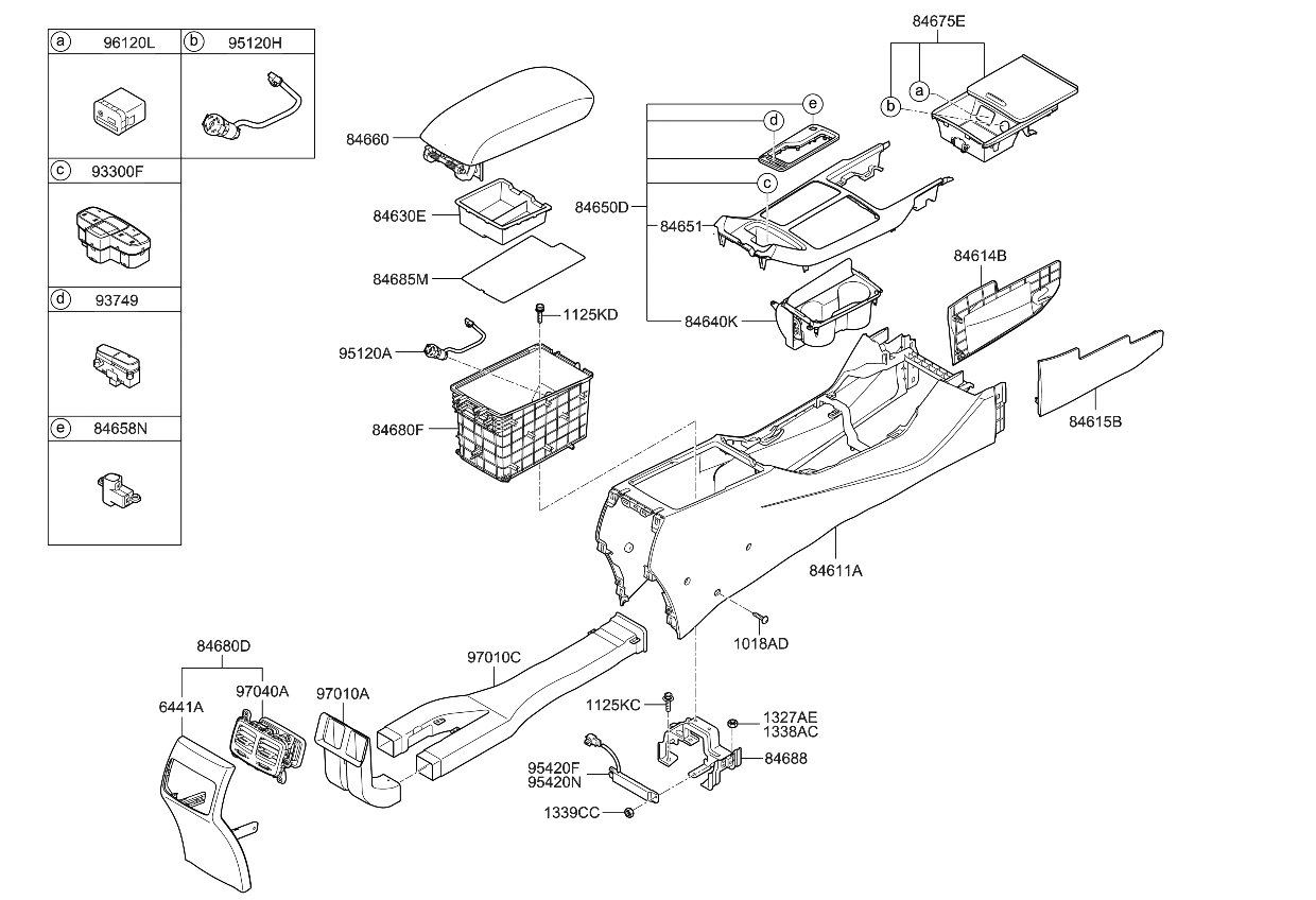 Kia 846503RUD0BG2 Cover Assembly-Console U