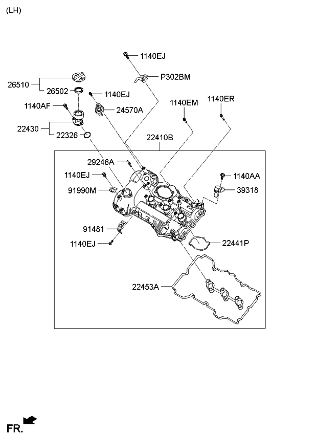 Kia 224103CGB7 Cover Assembly-Rocker LH