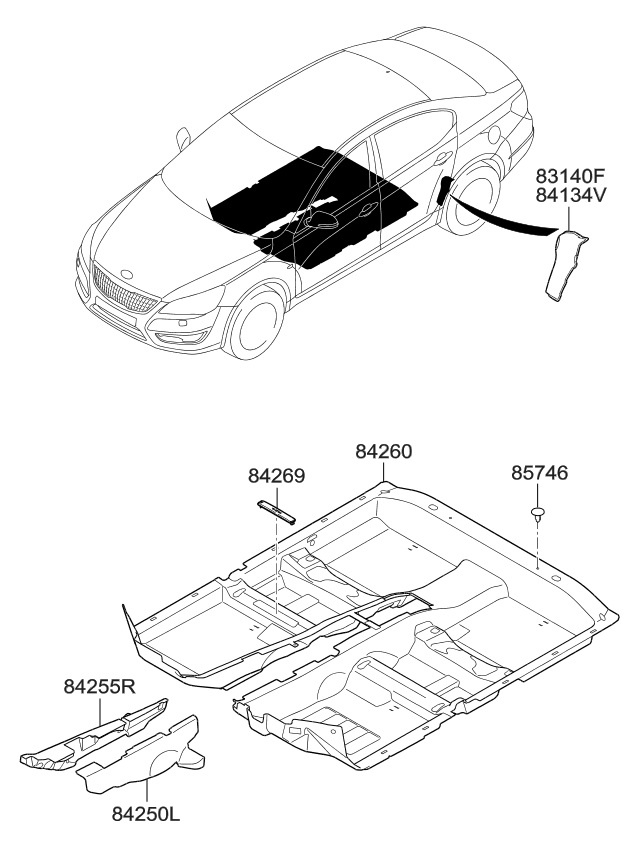 Kia 842503R000 Pad-Front Center Tunnel,LH