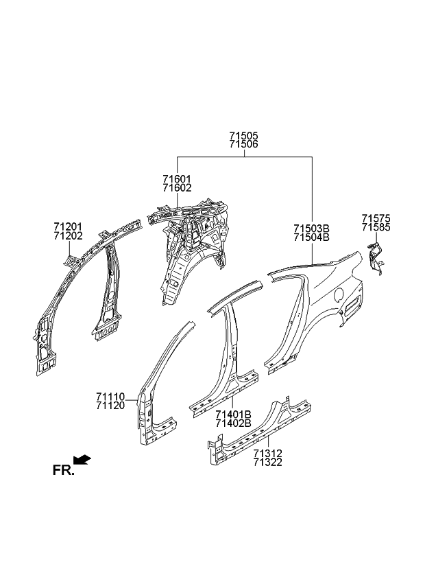 Kia 716023R050 Panel Assembly-Quarter Inner