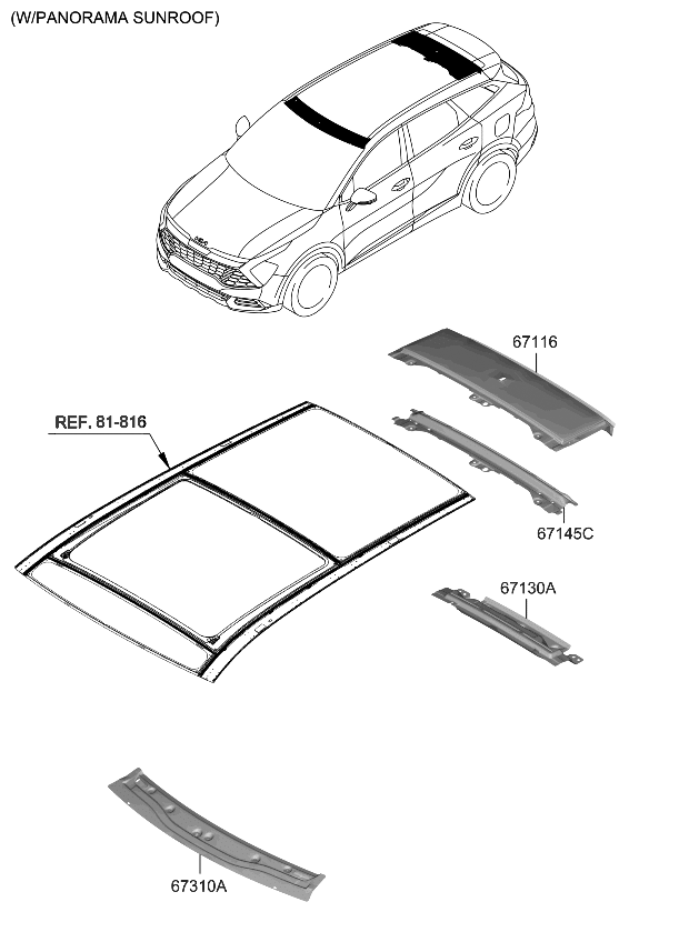 67154P1060 Genuine Kia PANEL-PANORAMA REAR 