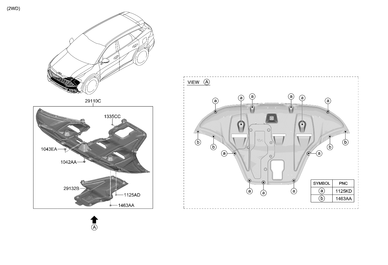 Kia 29133DW600 PANEL-UNDER COVER DR