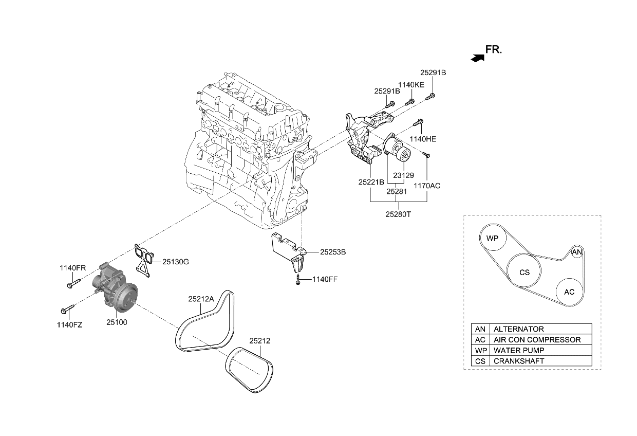 Kia 252802GGB1 Tensioner Assembly