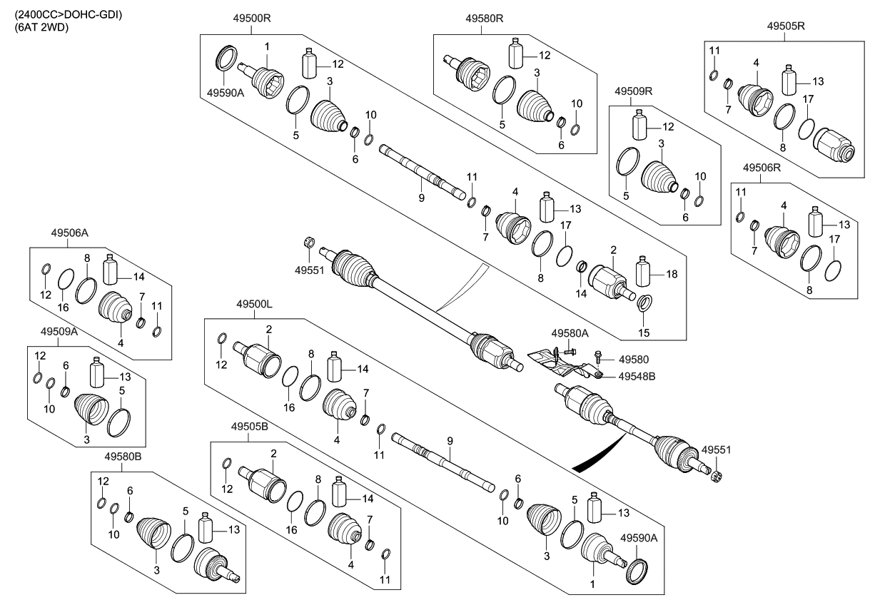 Kia 49581C6200 Boot Kit-Front Axle Wheel