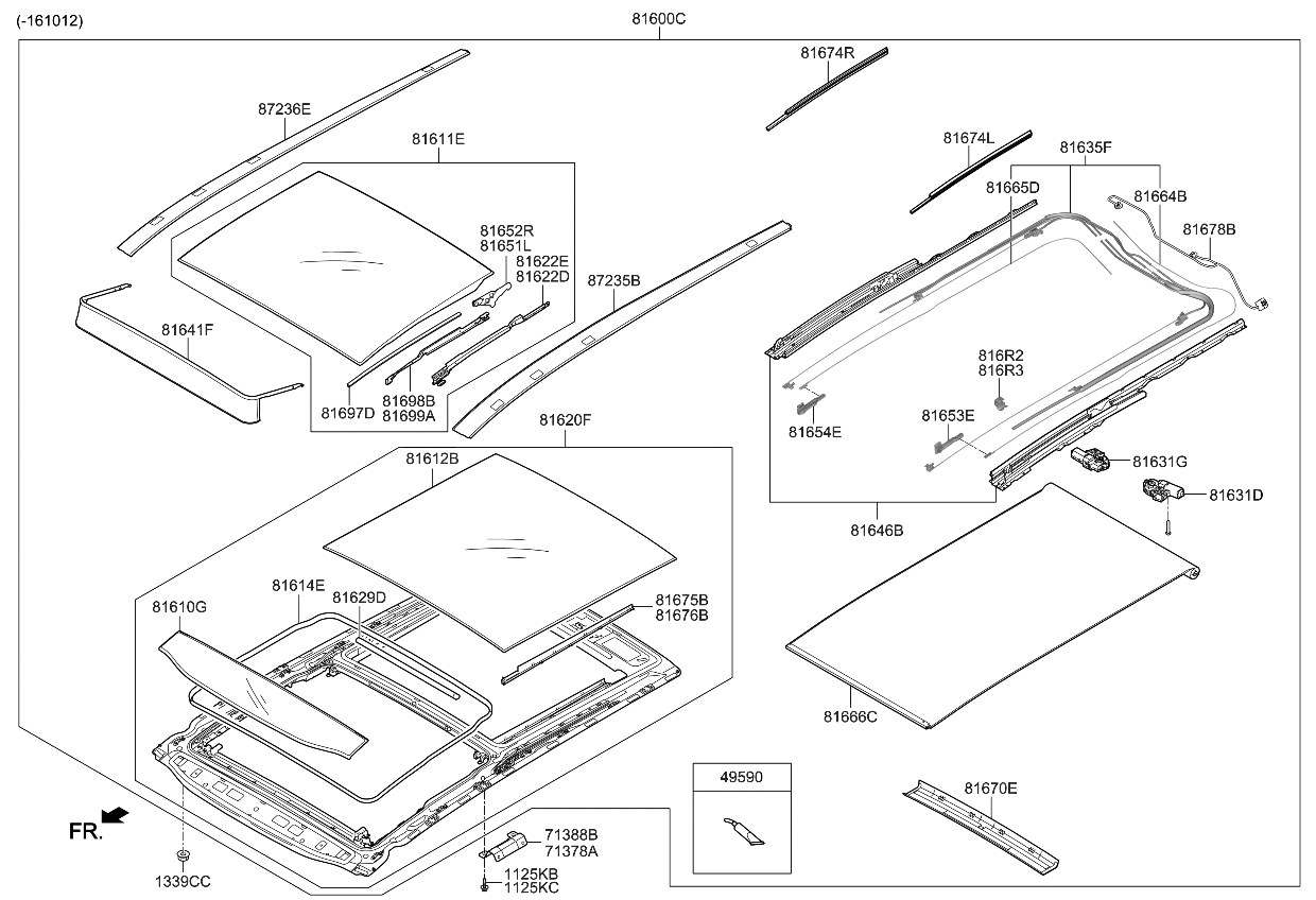 Kia 81646C5000 Rail Assembly-PANORAMARO