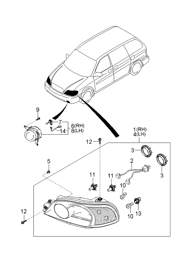 Kia 0K5535151A Cord Assembly-Fog Lamp